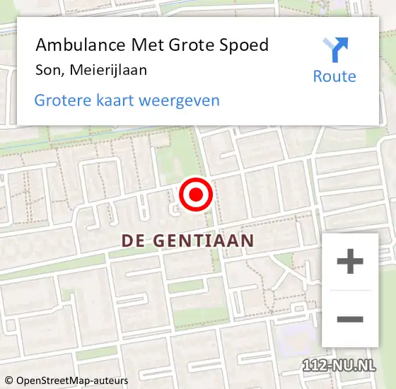 Locatie op kaart van de 112 melding: Ambulance Met Grote Spoed Naar Son, Meierijlaan op 16 augustus 2015 08:47