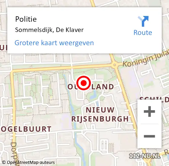 Locatie op kaart van de 112 melding: Politie Sommelsdijk, De Klaver op 17 november 2013 15:01