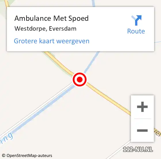 Locatie op kaart van de 112 melding: Ambulance Met Spoed Naar Westdorpe, Eversdam op 16 augustus 2015 10:09