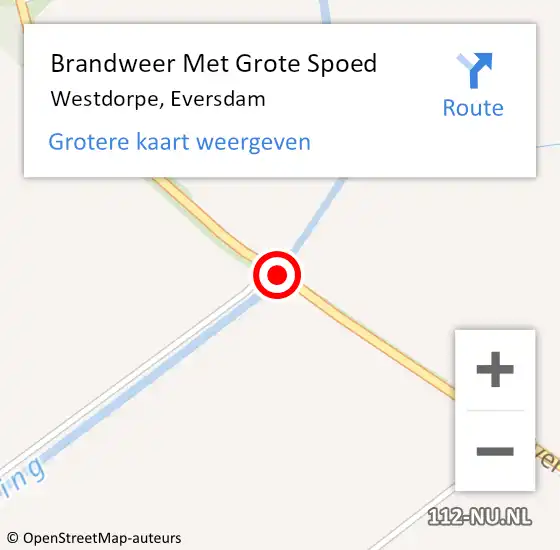 Locatie op kaart van de 112 melding: Brandweer Met Grote Spoed Naar Westdorpe, Eversdam op 16 augustus 2015 10:13