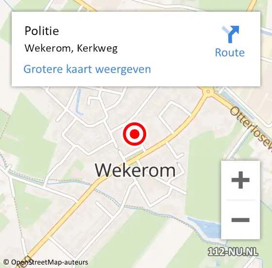 Locatie op kaart van de 112 melding: Politie Wekerom, Kerkweg op 17 november 2013 15:06