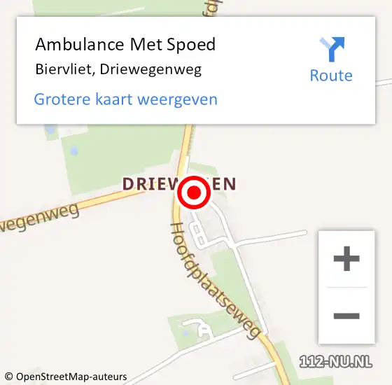 Locatie op kaart van de 112 melding: Ambulance Met Spoed Naar Biervliet, Driewegenweg op 16 augustus 2015 10:46