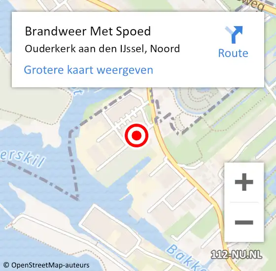 Locatie op kaart van de 112 melding: Brandweer Met Spoed Naar Ouderkerk aan den IJssel, Noord op 16 augustus 2015 10:58