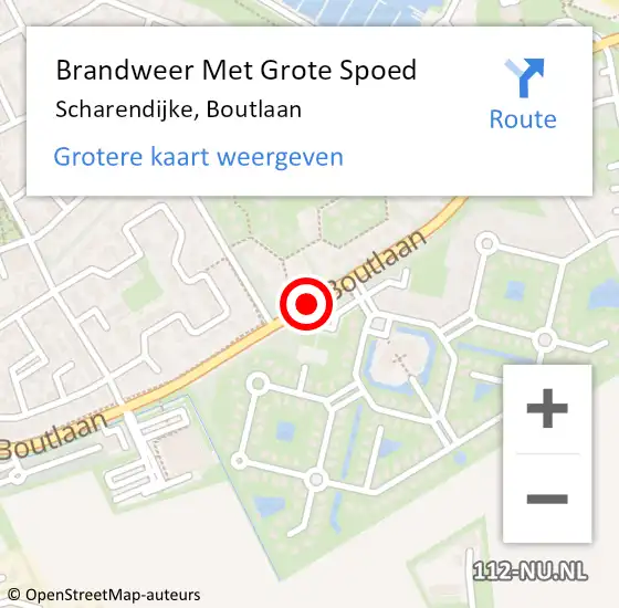 Locatie op kaart van de 112 melding: Brandweer Met Grote Spoed Naar Scharendijke, Boutlaan op 16 augustus 2015 11:27