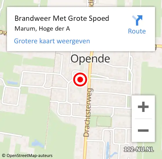 Locatie op kaart van de 112 melding: Brandweer Met Grote Spoed Naar Marum, Hoge der A op 16 augustus 2015 11:56