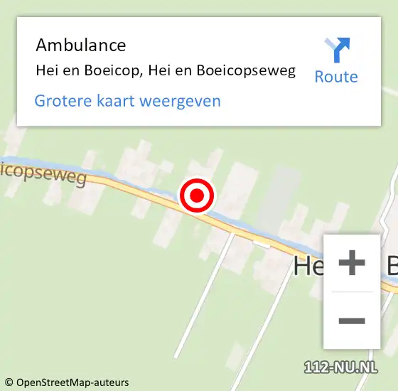 Locatie op kaart van de 112 melding: Ambulance Hei en Boeicop, Hei en Boeicopseweg op 16 augustus 2015 13:05