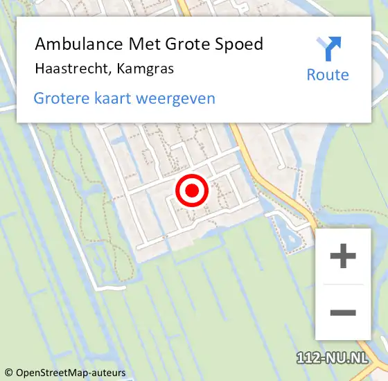 Locatie op kaart van de 112 melding: Ambulance Met Grote Spoed Naar Haastrecht, Kamgras op 16 augustus 2015 13:32