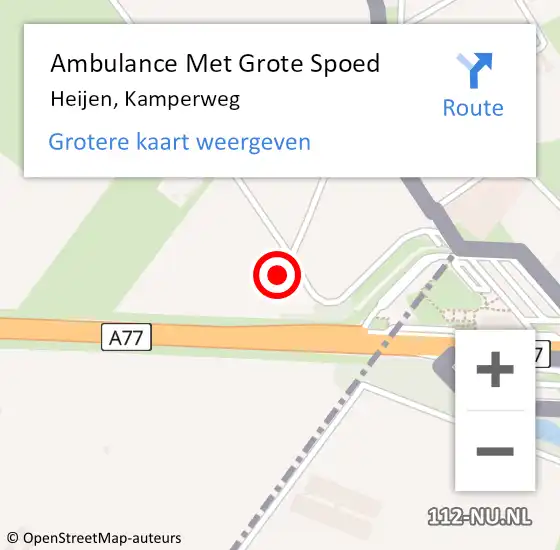 Locatie op kaart van de 112 melding: Ambulance Met Grote Spoed Naar Heijen, Kamperweg op 16 augustus 2015 14:25