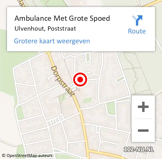 Locatie op kaart van de 112 melding: Ambulance Met Grote Spoed Naar Ulvenhout, Poststraat op 17 november 2013 15:30