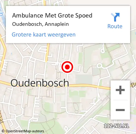 Locatie op kaart van de 112 melding: Ambulance Met Grote Spoed Naar Oudenbosch, Annaplein op 16 augustus 2015 15:04