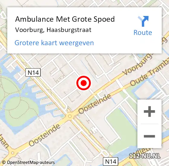 Locatie op kaart van de 112 melding: Ambulance Met Grote Spoed Naar Voorburg, Haasburgstraat op 16 augustus 2015 15:35