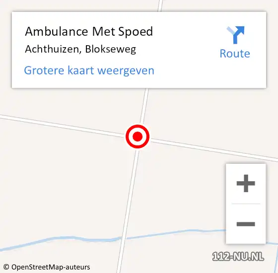 Locatie op kaart van de 112 melding: Ambulance Met Spoed Naar Achthuizen, Blokseweg op 16 augustus 2015 15:51