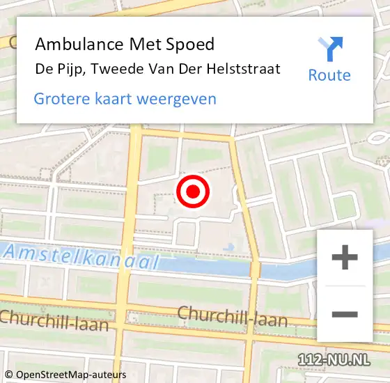 Locatie op kaart van de 112 melding: Ambulance Met Spoed Naar De Pijp, Tweede Van Der Helststraat op 16 augustus 2015 16:22