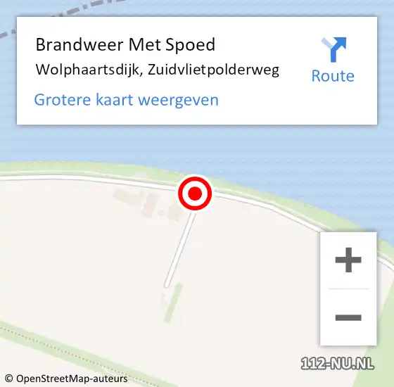 Locatie op kaart van de 112 melding: Brandweer Met Spoed Naar Wolphaartsdijk, Zuidvlietpolderweg op 16 augustus 2015 16:30