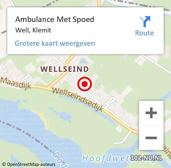 Locatie op kaart van de 112 melding: Ambulance Met Spoed Naar Well, Klemit op 16 augustus 2015 16:30