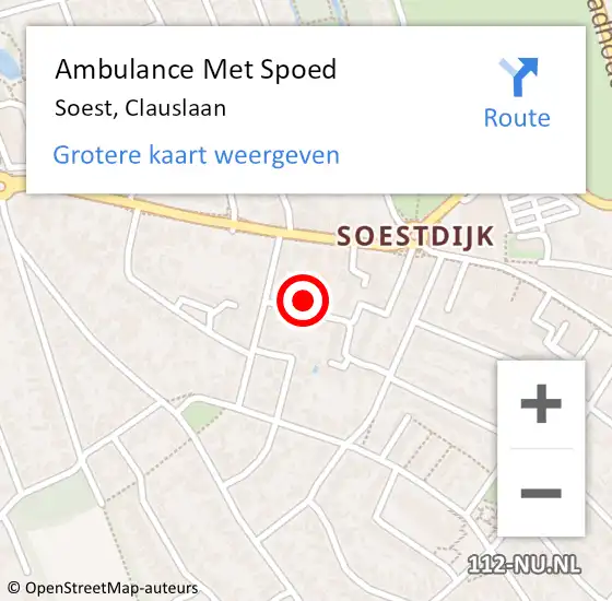 Locatie op kaart van de 112 melding: Ambulance Met Spoed Naar Soest, Clauslaan op 16 augustus 2015 17:30