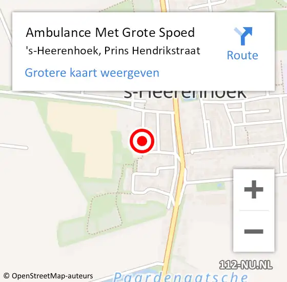 Locatie op kaart van de 112 melding: Ambulance Met Grote Spoed Naar 's-Heerenhoek, Prins Hendrikstraat op 16 augustus 2015 17:57