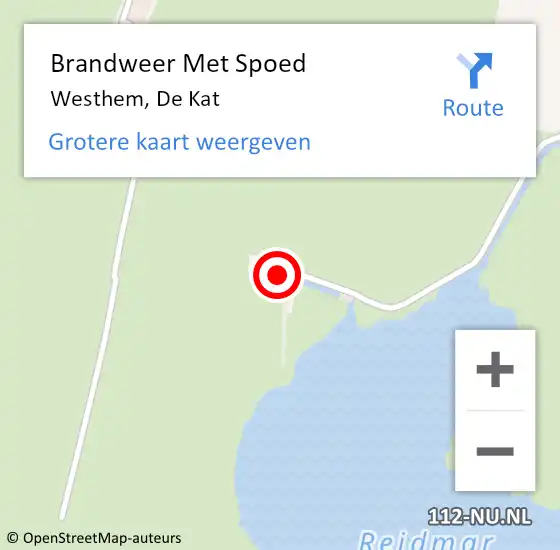 Locatie op kaart van de 112 melding: Brandweer Met Spoed Naar Westhem, De Kat op 16 augustus 2015 18:13