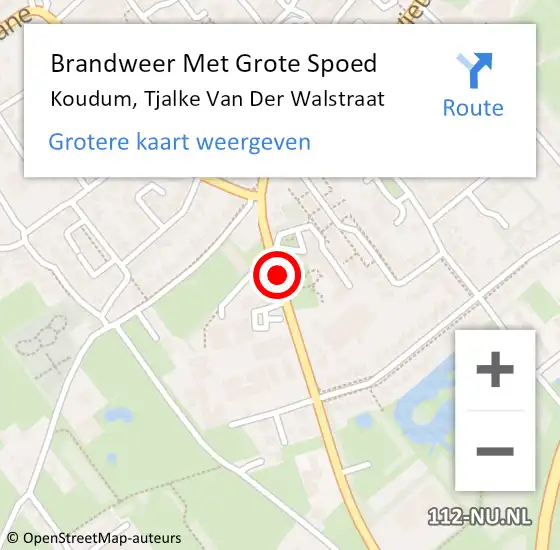 Locatie op kaart van de 112 melding: Brandweer Met Grote Spoed Naar Koudum, Tjalke Van Der Walstraat op 16 augustus 2015 18:48