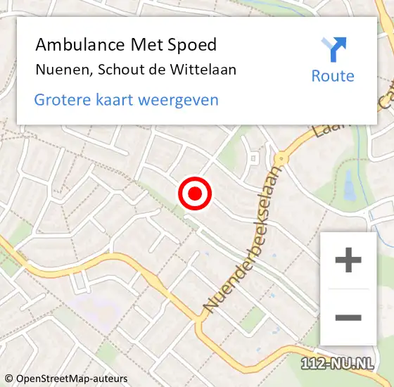 Locatie op kaart van de 112 melding: Ambulance Met Spoed Naar Nuenen, Schout de Wittelaan op 16 augustus 2015 19:06