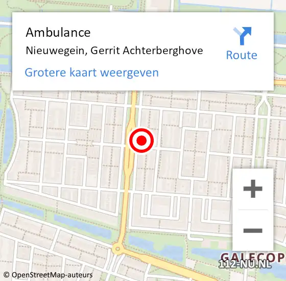 Locatie op kaart van de 112 melding: Ambulance Nieuwegein, Gerrit Achterberghove op 17 november 2013 15:53