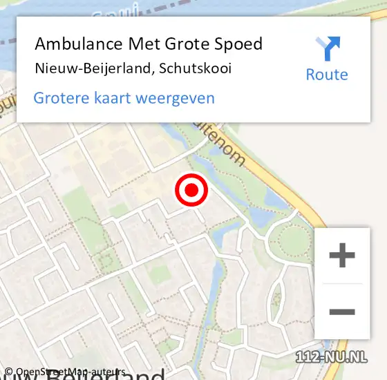 Locatie op kaart van de 112 melding: Ambulance Met Grote Spoed Naar Nieuw-Beijerland, Schutskooi op 16 augustus 2015 19:20