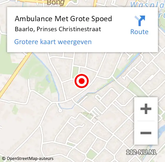 Locatie op kaart van de 112 melding: Ambulance Met Grote Spoed Naar Baarlo, Prinses Christinestraat op 17 november 2013 15:56