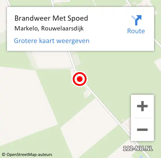 Locatie op kaart van de 112 melding: Brandweer Met Spoed Naar Markelo, Rouwelaarsdijk op 16 augustus 2015 19:59