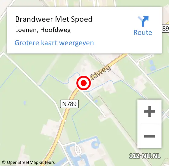 Locatie op kaart van de 112 melding: Brandweer Met Spoed Naar Loenen, Hoofdweg op 16 augustus 2015 20:01