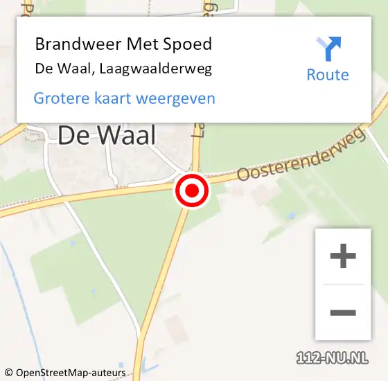 Locatie op kaart van de 112 melding: Brandweer Met Spoed Naar De Waal, Laagwaalderweg op 16 augustus 2015 20:08