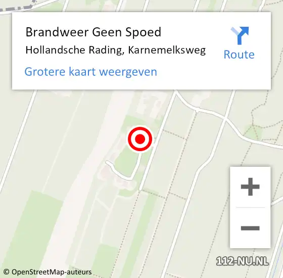 Locatie op kaart van de 112 melding: Brandweer Geen Spoed Naar Hollandsche Rading, Karnemelksweg op 16 augustus 2015 20:24