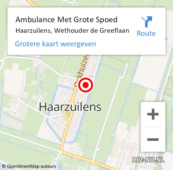 Locatie op kaart van de 112 melding: Ambulance Met Grote Spoed Naar Haarzuilens, Wethouder de Greeflaan op 16 augustus 2015 20:30