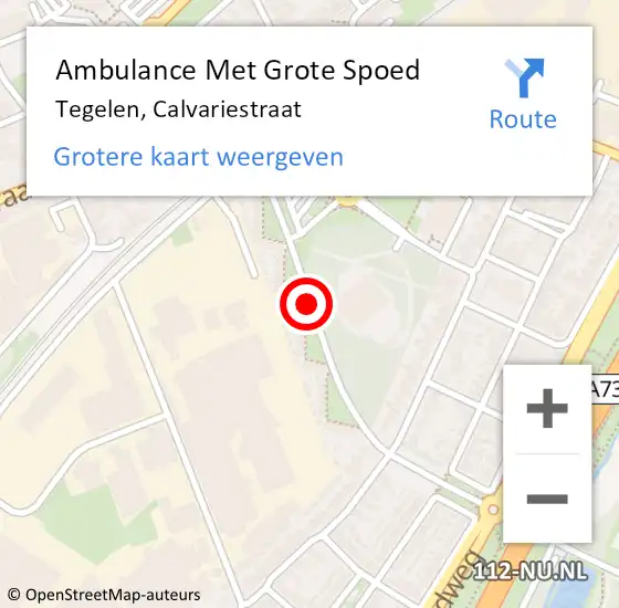 Locatie op kaart van de 112 melding: Ambulance Met Grote Spoed Naar Tegelen, Calvariestraat op 16 augustus 2015 20:38