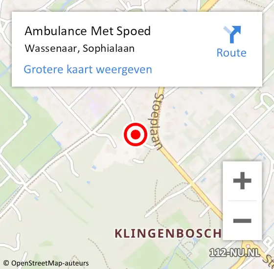 Locatie op kaart van de 112 melding: Ambulance Met Spoed Naar Wassenaar, Sophialaan op 16 augustus 2015 21:00