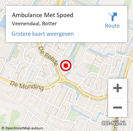 Locatie op kaart van de 112 melding: Ambulance Met Spoed Naar Veenendaal, Botter op 16 augustus 2015 21:20