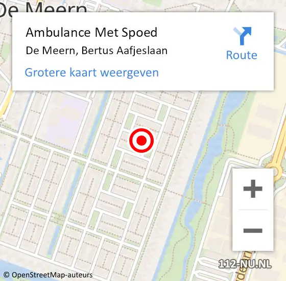 Locatie op kaart van de 112 melding: Ambulance Met Spoed Naar De Meern, Bertus Aafjeslaan op 17 november 2013 16:02