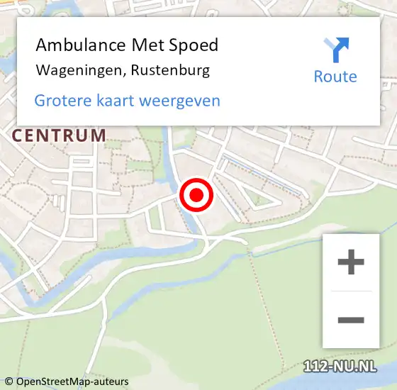 Locatie op kaart van de 112 melding: Ambulance Met Spoed Naar Wageningen, Rustenburg op 16 augustus 2015 22:43