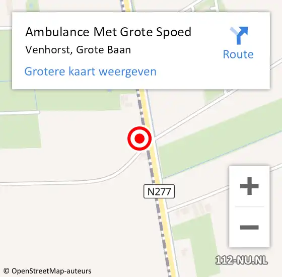 Locatie op kaart van de 112 melding: Ambulance Met Grote Spoed Naar Venhorst, Grote Baan op 16 augustus 2015 23:07