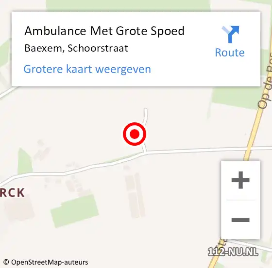 Locatie op kaart van de 112 melding: Ambulance Met Grote Spoed Naar Baexem, Schoorstraat op 16 augustus 2015 23:31