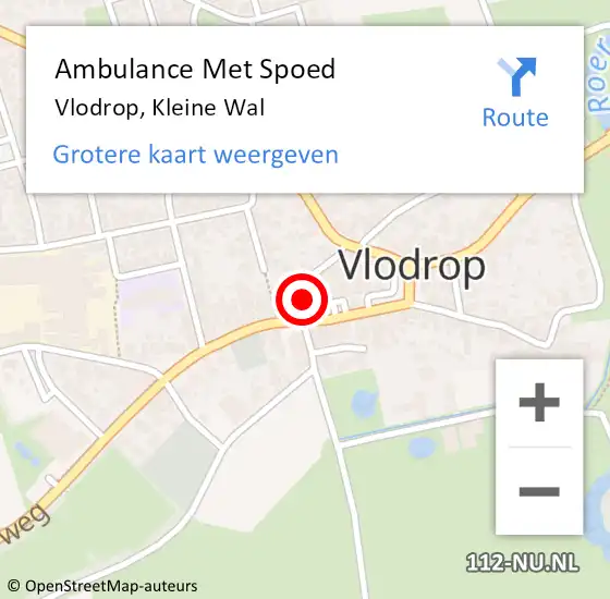 Locatie op kaart van de 112 melding: Ambulance Met Spoed Naar Vlodrop, Kleine Wal op 17 augustus 2015 00:37