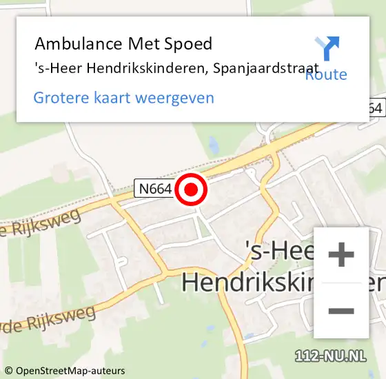 Locatie op kaart van de 112 melding: Ambulance Met Spoed Naar 's-Heer Hendrikskinderen, Spanjaardstraat op 17 augustus 2015 00:55