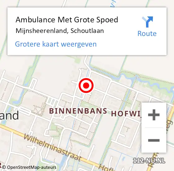 Locatie op kaart van de 112 melding: Ambulance Met Grote Spoed Naar Mijnsheerenland, Schoutlaan op 17 augustus 2015 00:56