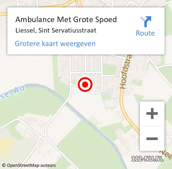 Locatie op kaart van de 112 melding: Ambulance Met Grote Spoed Naar Liessel, Sint Servatiusstraat op 17 augustus 2015 03:10