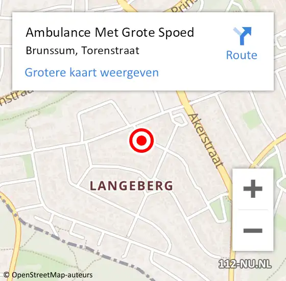 Locatie op kaart van de 112 melding: Ambulance Met Grote Spoed Naar Brunssum, Torenstraat op 17 november 2013 16:20