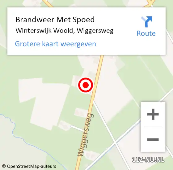 Locatie op kaart van de 112 melding: Brandweer Met Spoed Naar Winterswijk Woold, Wiggersweg op 17 augustus 2015 04:06