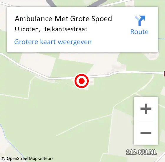 Locatie op kaart van de 112 melding: Ambulance Met Grote Spoed Naar Ulicoten, Heikantsestraat op 17 augustus 2015 04:32