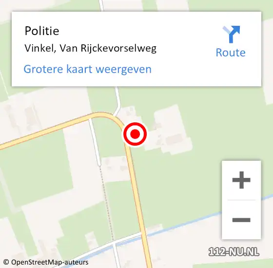 Locatie op kaart van de 112 melding: Politie Vinkel, Van Rijckevorselweg op 17 augustus 2015 07:22