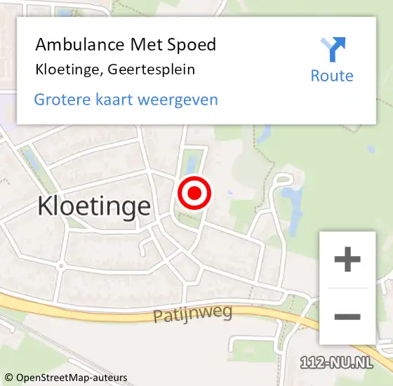 Locatie op kaart van de 112 melding: Ambulance Met Spoed Naar Kloetinge, Geertesplein op 17 augustus 2015 07:26