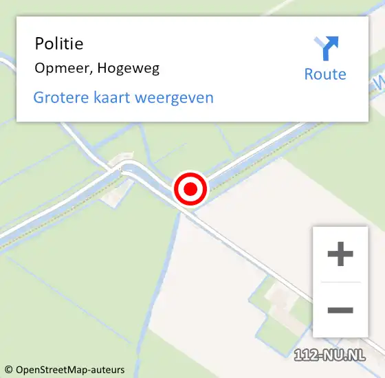 Locatie op kaart van de 112 melding: Politie Opmeer, Hogeweg op 17 augustus 2015 08:12