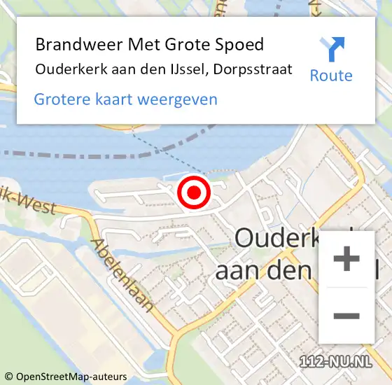 Locatie op kaart van de 112 melding: Brandweer Met Grote Spoed Naar Ouderkerk aan den IJssel, Dorpsstraat op 17 augustus 2015 08:13